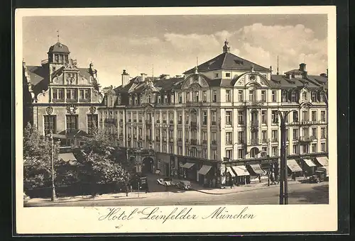 AK München, Hotel Leinfelder am Lenbach- und Karlsplatz