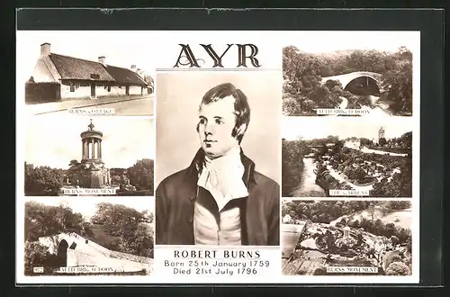 AK Ayr, Robert Burns, 1759-1796, The gardens, Auld Brig o`Doon
