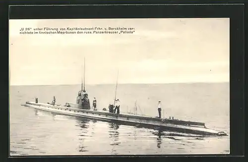 AK U-Boot U 26 bei ruhiger See