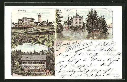 Lithographie Heilbronn, Gaststätte Jägerhaus, Wartberg, Trappense