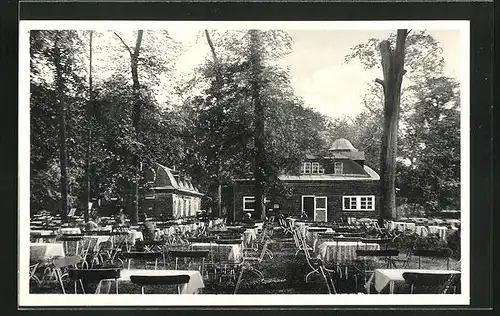 AK Leipzig-Connewitz, Terrasse vom Gasthaus Wildpark