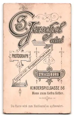 Fotografie S. Gerschel aine, Strassburg, Kinderspielgasse 56, Portrait Soldat in Chevaulegers Uniform mit Mittelscheitel