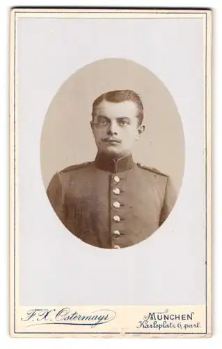 Fotografie F. X. Ostermayr, München, Karlsplatz 6, Portrait Infanterist Sellmeier in Uniform K. B. II. Inf. Rgt. 12