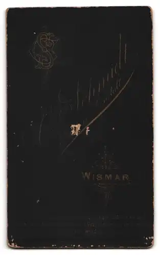 Fotografie C. Schmidt, Wismar, Portrait modisch gekleideter Herr mit Backenbart