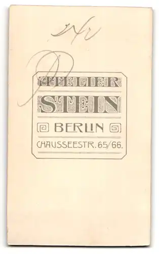 Fotografie Wilhelm Stein, Berlin, Chaussee-Strasse 65-66, Portrait junge Dame mit Hochsteckfrisur