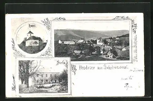 AK Zdebuzeves, Kostel, Skola, Panorama