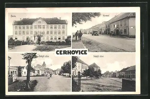 AK Cerhovice, Dolejsi ulice, Horejsi ulice, Skola, Namesti