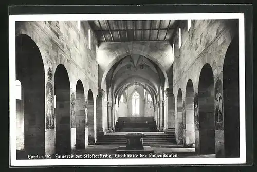 AK Lorch i. R., Inneres der Klosterkirche, Grabstätte der Hohenstaufen
