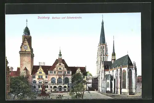 AK Duisburg, Rathaus und Salvatorkirche