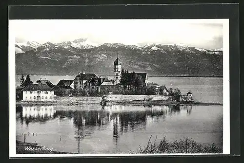 AK Wasserburg, Ortspartie mit Kirche