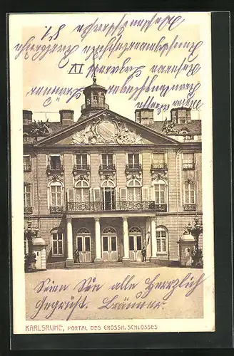 AK Karlsruhe, Portal des grossherzogl. Schlosses