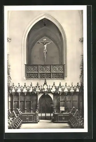 AK Blaubeuren /Schwäb. Alb, Klosterkirche, Chor, Blick zum Lettner