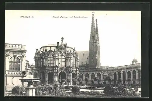 AK Dresden, Königl. Zwinger mit Sophienkirche
