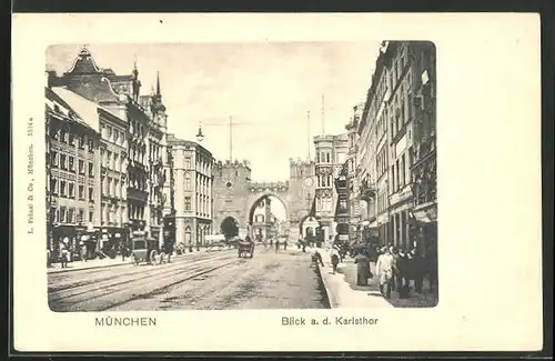 AK München, Blick auf das Karlstor