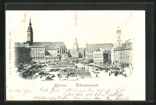 AK München, Wochenmarkt auf dem Victualienmarkt