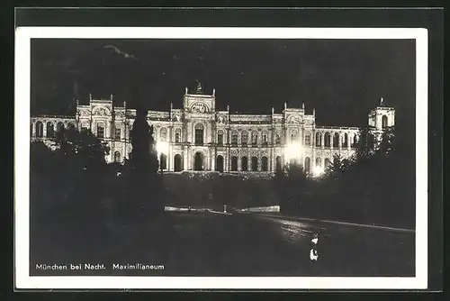 AK München, Maximilianeum bei Nacht
