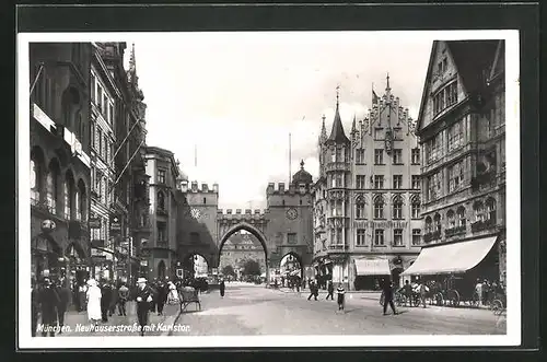 AK München, Neuhauserstrasse mit Karlstor