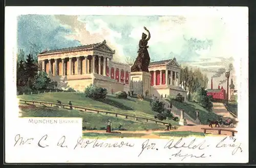Künstler-AK München, Bavaria vor der Ruhmeshalle