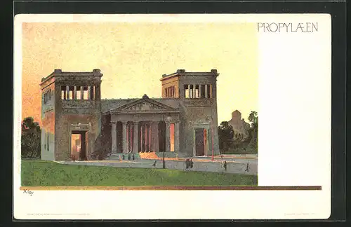 Künstler-AK Heinrich Kley: München, Propyläen im Abendrot