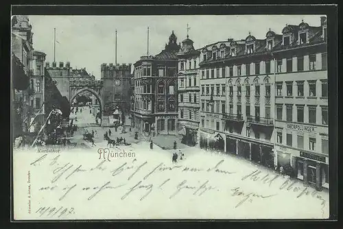 AK München, Karlsthor mit Geschäften