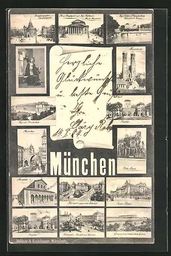 AK München, Stiegelmayerplatz und Gasthaus Löwenbräukeller, Karlstor, Justiz Palast