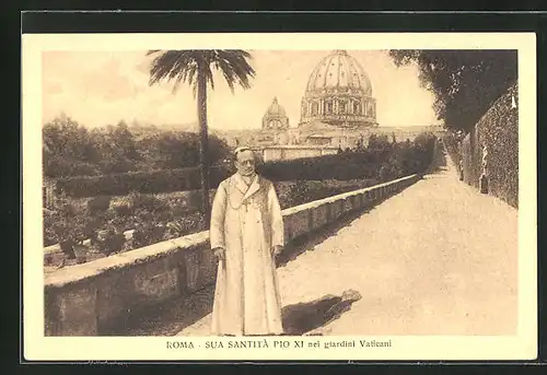 AK Roma, Sua santita Pio XI nei giardini Vaticani, Papst Pius X.