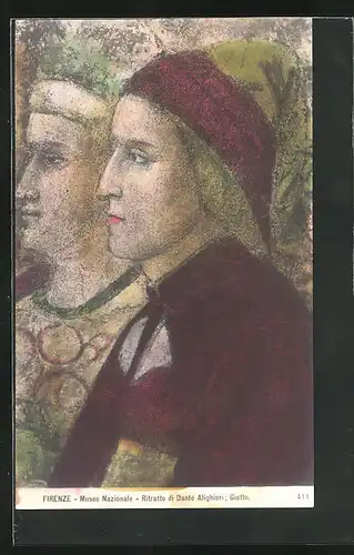 AK Firenze Museo Nazionale, Ritratto di Dante Alighieri, Giotto