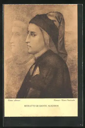 Künstler-AK Firenze Museo Nazionale, Ritratto di Dante Alighieri, Giotto (affresco)