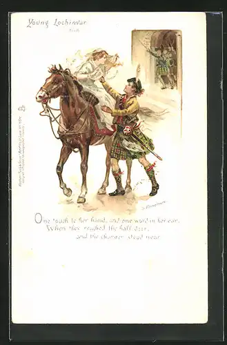 AK Szene und Zitat aus Walter Scotts Young Lochinvar