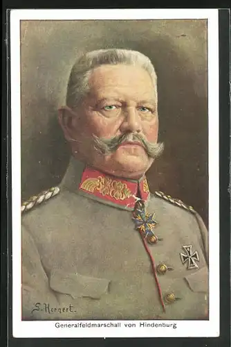 Künstler-AK Generalfeldmarschall Paul von Hindenburg in Uniform