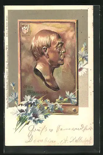 Lithographie Gedenktafel für Otto von Bismarck
