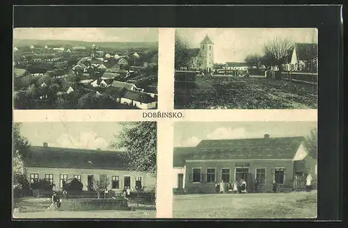 AK Sobrinsko, Gasthaus, Schule, Ortspartie