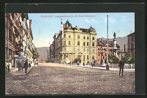 AK Innsbruck, Margarethenplatz mit Rudolfsbrunnen