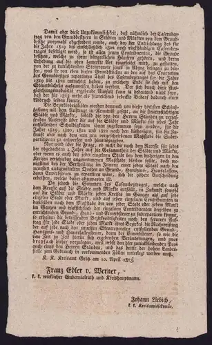 Kurrende Graz, Abgaben im Jahre 1823, verfasst von Franz Edler v. Werner