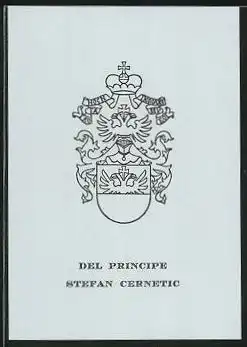 Exlibris Del Principe Stefan Cernetic, Wappen mit Doppeladler, Ritterhelm & Krone