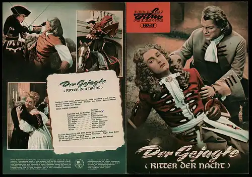 Filmprogramm PFP Nr. 107 /61, Der Gejagte - Ritter der Nacht, Jean Marais, Bourvil, Sabine Selman, Regie: A. Hunnebelle