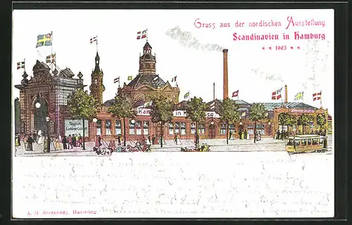 Künstler-AK Hamburg, Nordische Ausstellung Scandinavien in Hamburg 1903