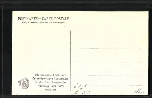 AK Hamburg, Grosse Fach- und Kulturhistorische Ausstellung für das Fleischergewerbe 1907, Ausstellungsgelände