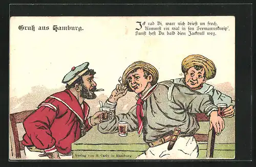 Künstler-AK Hamburg, Matrosen in der Kneipe
