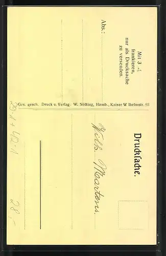 Künstler-AK Hamburg, XVI. Deutsches Bundesschiessen 1909, Schütze mit leerer Schubtasche in der Hose