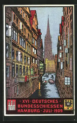 Künstler-AK Hamburg, XVI. Deutsches Bundesschiessen 1909, Fleth