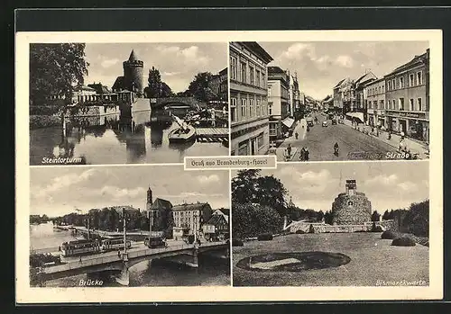 AK Brandenburg /Havel, Steintorturm, Bismarckwarte, Brücke