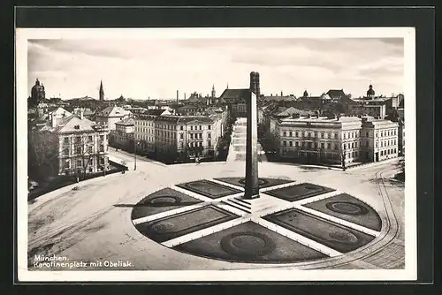 AK München, Karolinenplatz mit Obelisk