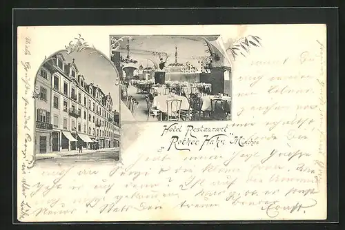 AK München, Hotel Restaurant Rother Hahn, Karlsplatz 11-12