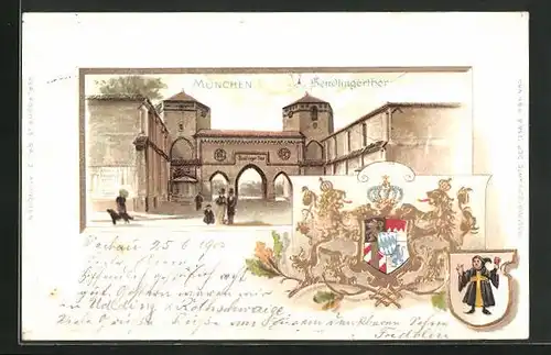 Passepartout-Lithographie München, Sendlingerthor, Wappen