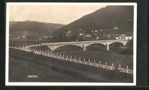 AK Zbecno, Teilansicht mit Brücke