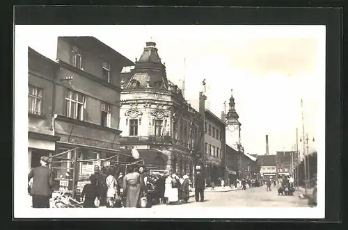 AK Rakovnik, Strassenpartie mit Gebäudeansicht