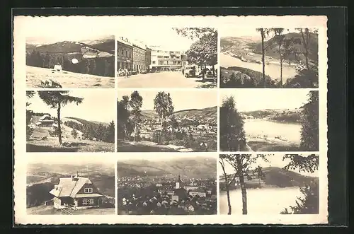 AK Wsetin-Klein Bistritz, Jawornikgebirge i. d. Wallachei, Gebäudeansicht, Kirche, Ortspartie