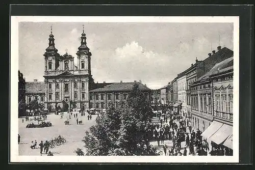 AK Uherské Hradiste, Hauptplatz mit Kirche