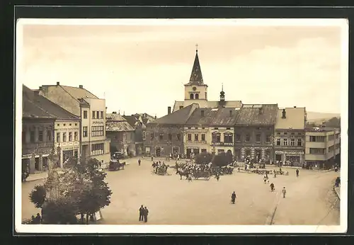 AK Valasské Mezirici, Námesti, Marktplatz mit Geschäften